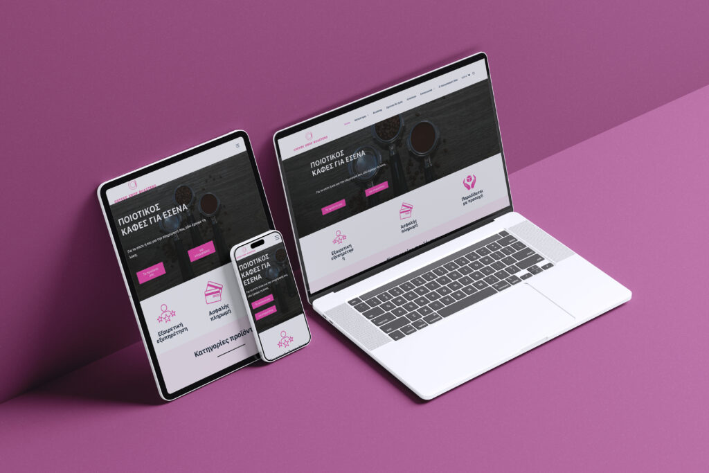 a mock up of a website that sells fresh roasted coffee