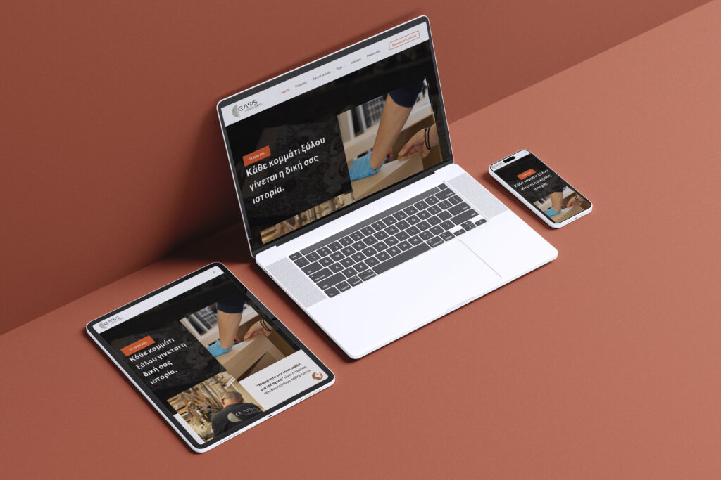 A mock up of a portfolio website from a woodworking company
